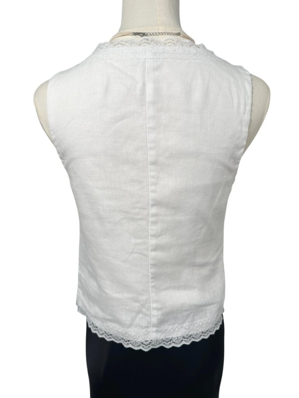 Reformation Rosalie Linen Top White Lace Trim Tie Front Romantic Boho 0 - Picture 3 of 5